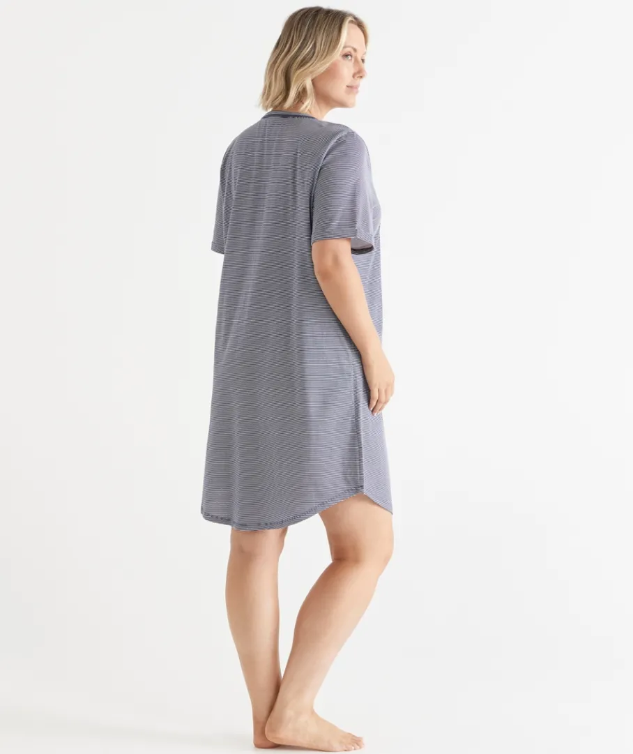 Sussan Nighties>AC STRIPE CURVED HEM NIGHT