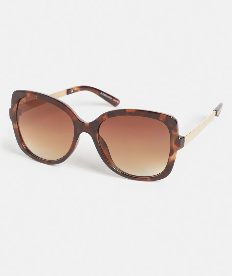 Sussan Sunglasses>Alessandria Dark Tort Oversized Sunglasses