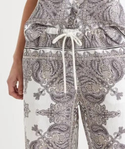 Sussan Pants|Matching Sets>Bandana Print Drawstring Wide Leg Linen Pant