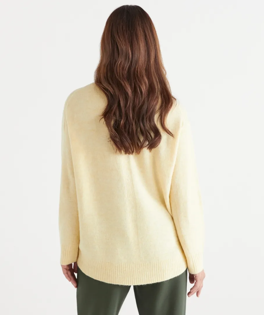 Sussan Knitwear|Tops>Brushed Curve Hem Crew Neck Jumper