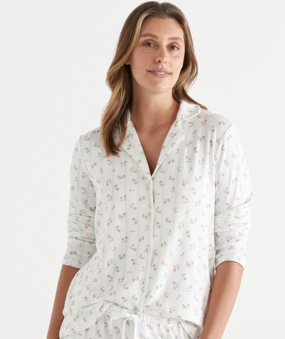Sussan Pyjama Sets>Brushed Pointelle Floral Ditsy Pyjama Set