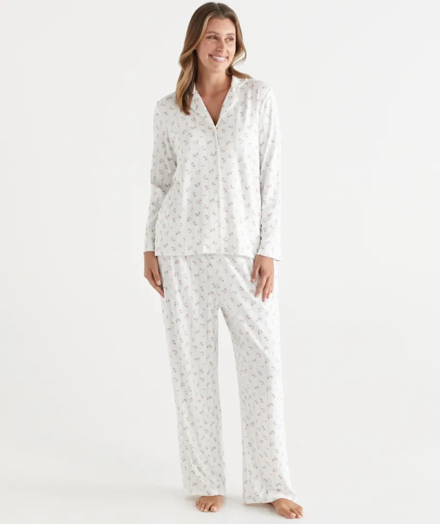 Sussan Pyjama Sets>Brushed Pointelle Floral Ditsy Pyjama Set