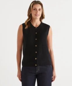 Sussan Tops|Knitwear>Button Up Knit Vest
