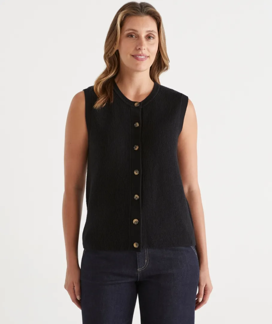 Sussan Tops|Knitwear>Button Up Knit Vest