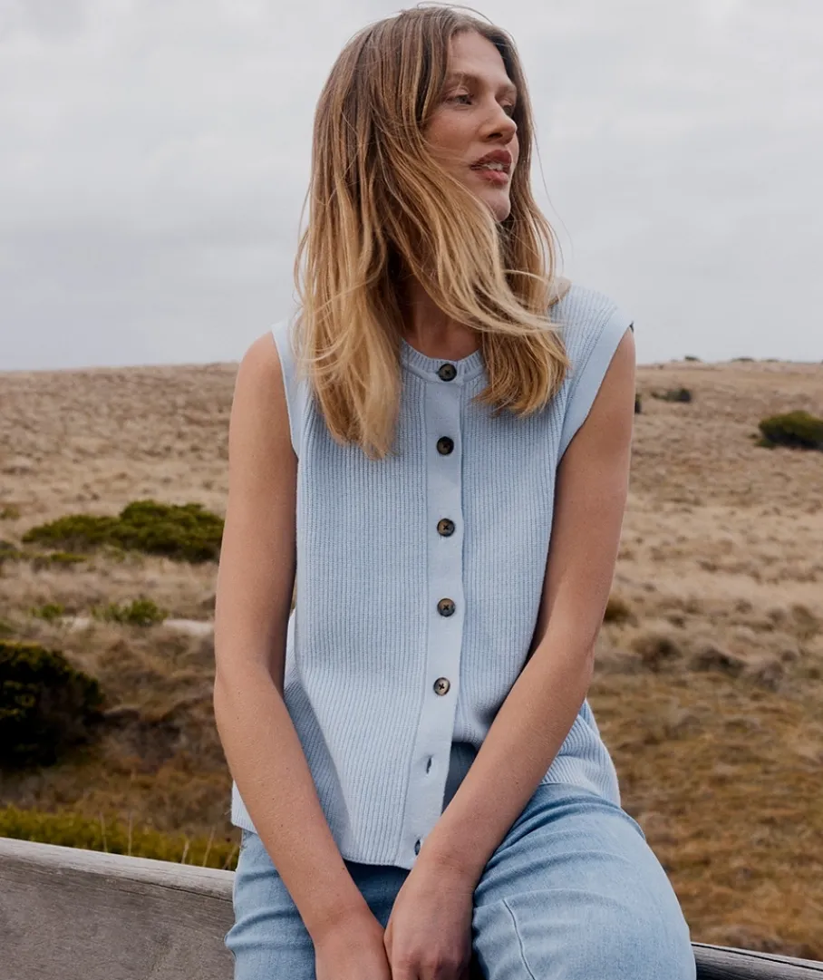 Sussan Tops|Knitwear>Button Up Knit Vest
