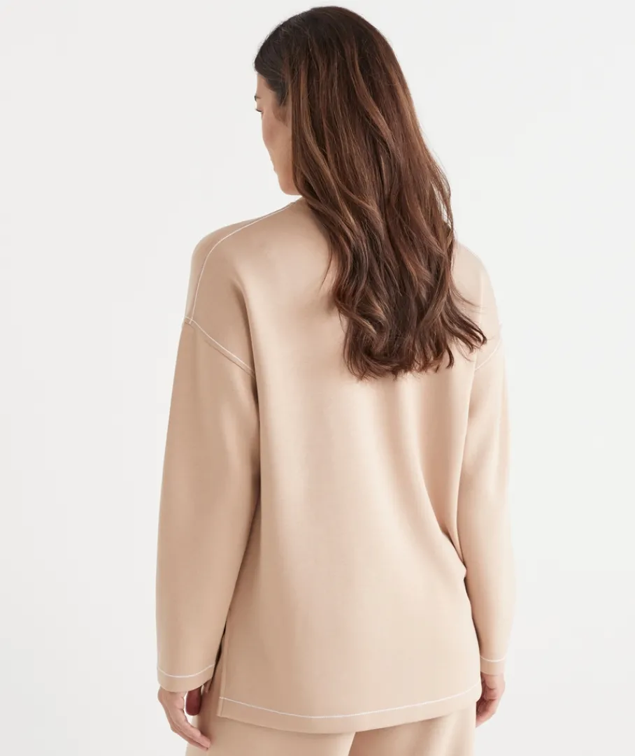 Sussan Matching Sets|Tops>Contrast Stitch Quarter-Zip Jumper