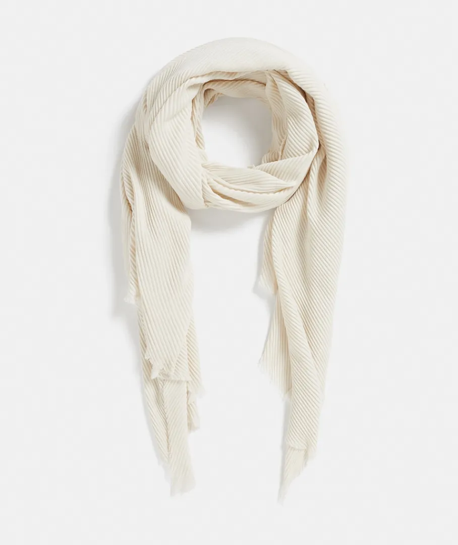 Sussan Knit Accessories|Scarves>Cream Plisse Textured Scarf