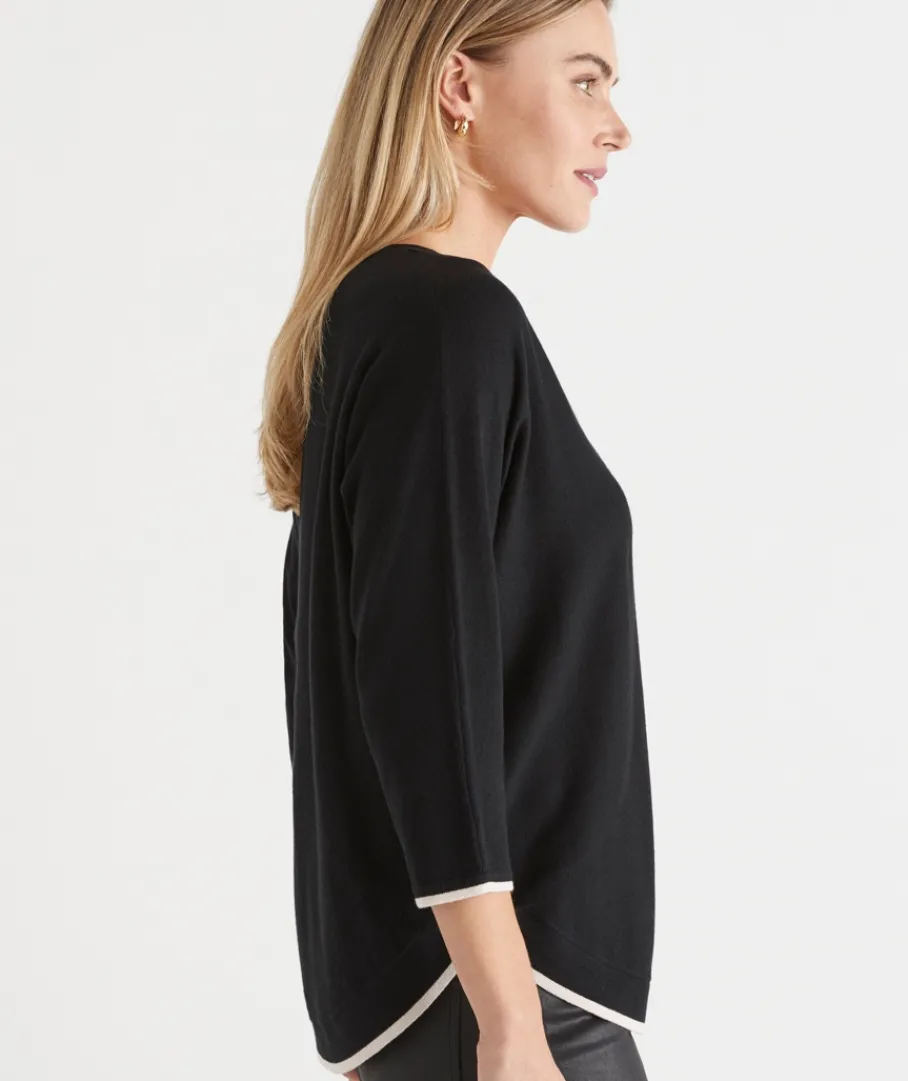 Sussan Knitwear|Tops>Curved Hem V Neck Jumper