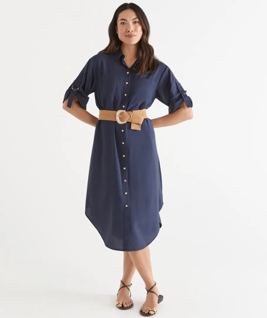 Sussan Dresses>D Ring Shirt Midi Dress