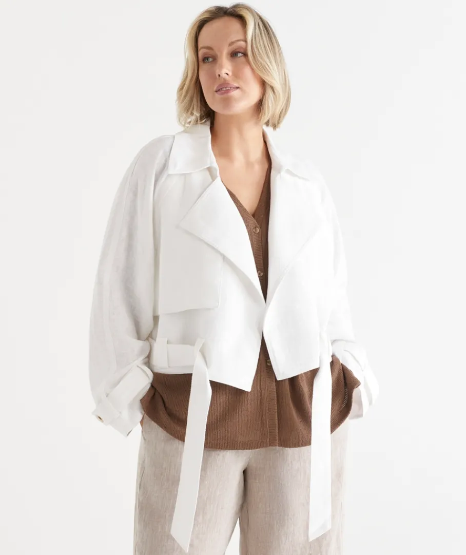 Sussan Jackets & Coats|Jackets>Draped Cropped Trench Jacket