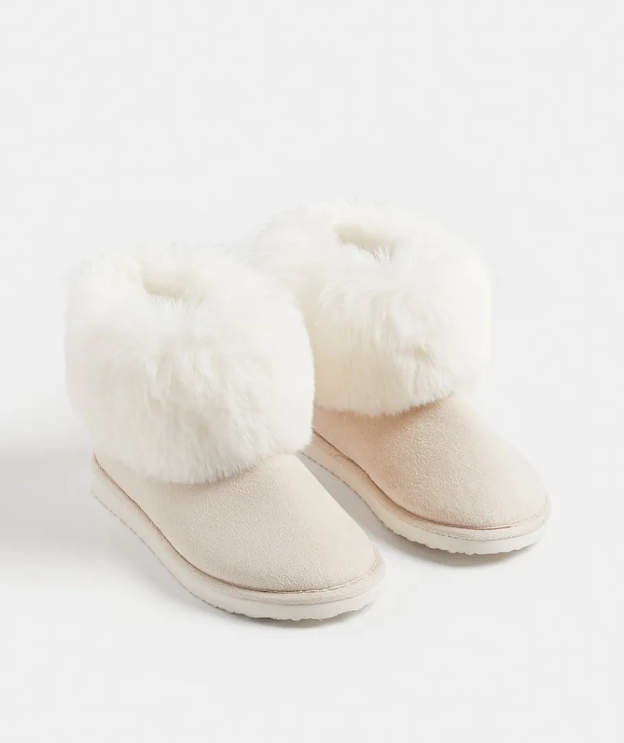 Sussan Slippers>Faux Fur Trim Slipper Boots