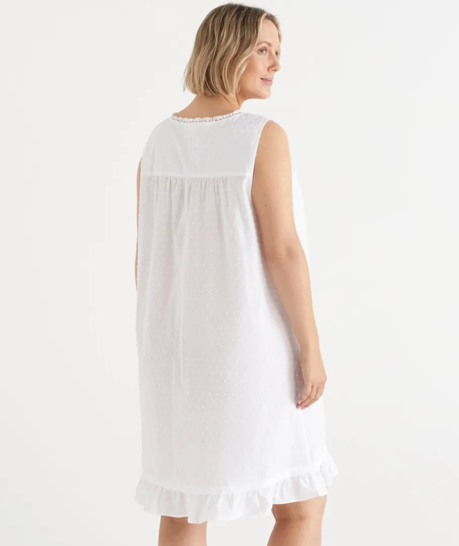 Sussan Nighties>Flock Spot Sleeveless Nightie