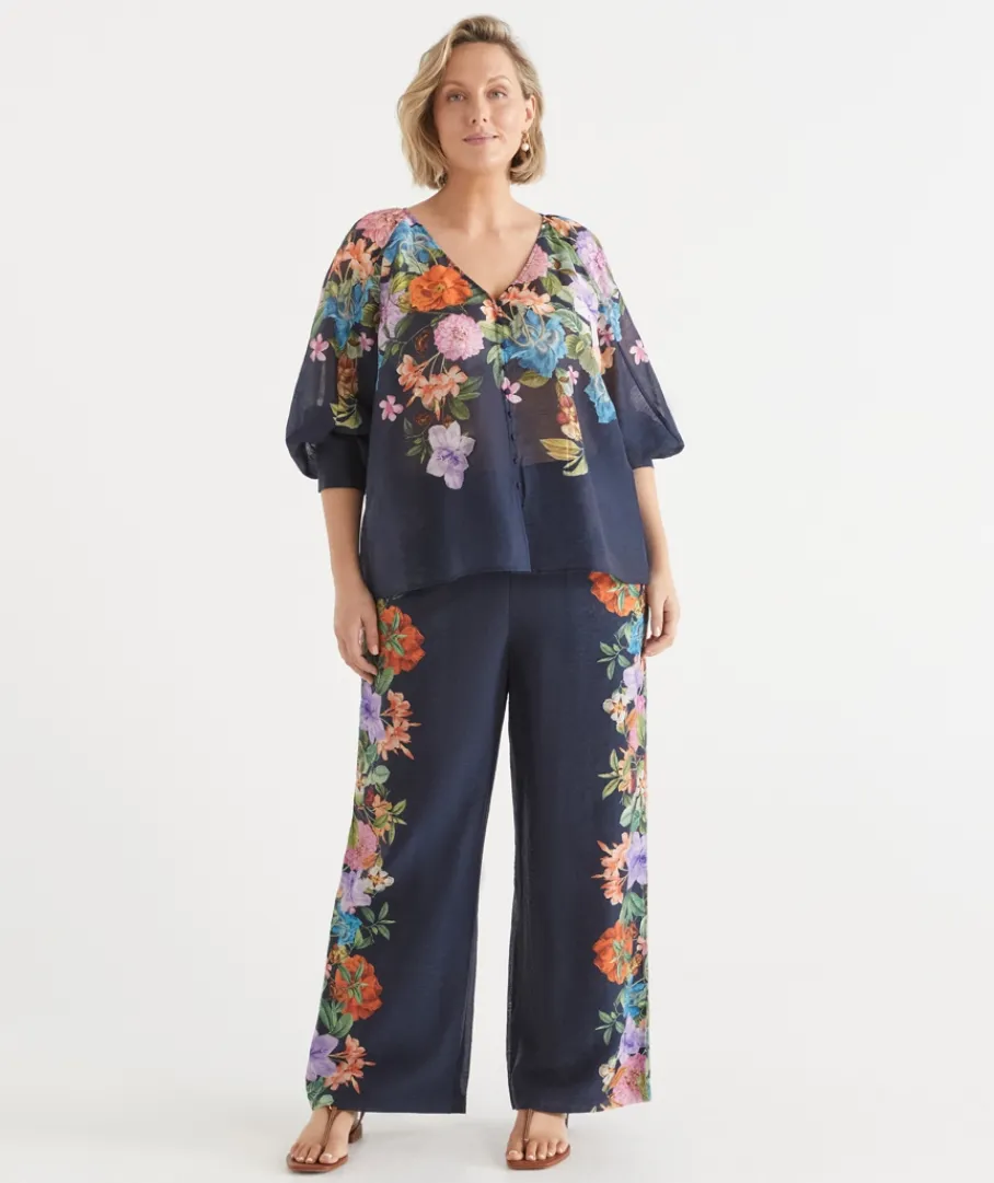 Sussan Tops|Matching Sets>Floral Botanical V Neck Blouse