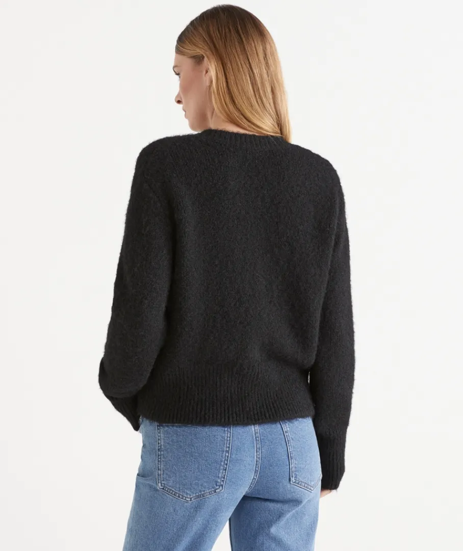 Sussan Tops|Knitwear>Fluffy Knit Crew Cardigan