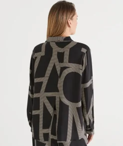 Sussan Tops|Shirts & Blouses>Geometric Print Long Sleeve Shirt