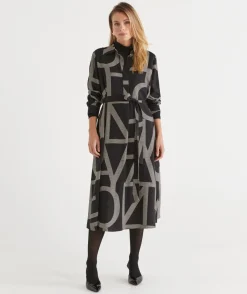 Sussan Dresses>Geometric Print Popover Midi Dress -