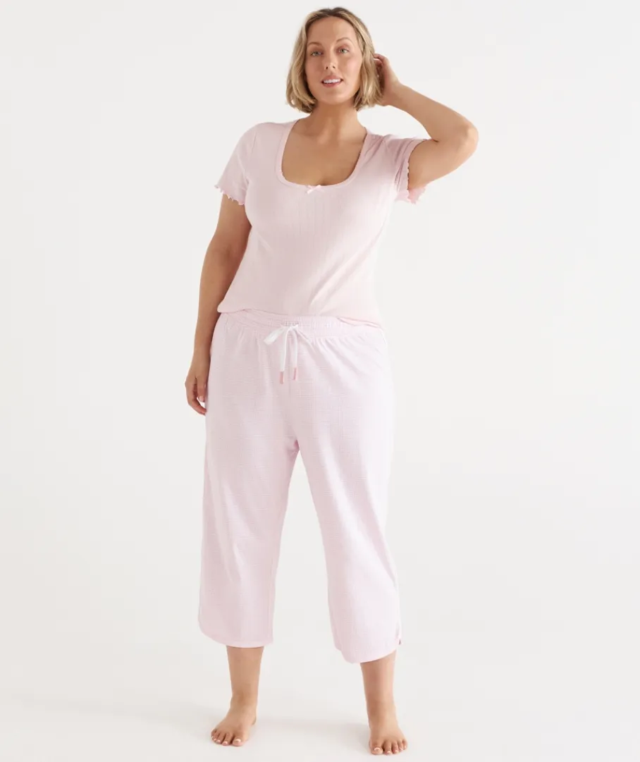 Sussan Pyjama Bottoms>Gingham 3/4 Pyjama Pant
