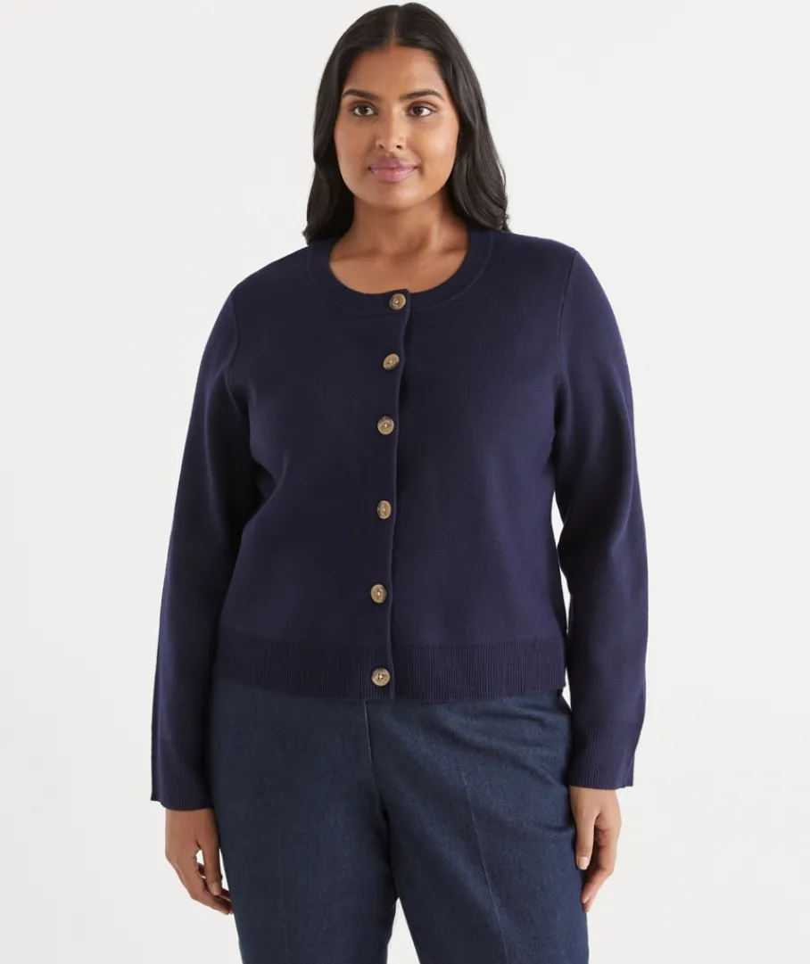 Sussan Knitwear|Tops>Knit Crew Neck Cardigan