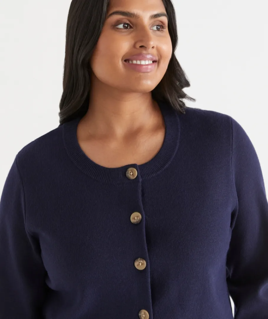 Sussan Knitwear|Tops>Knit Crew Neck Cardigan