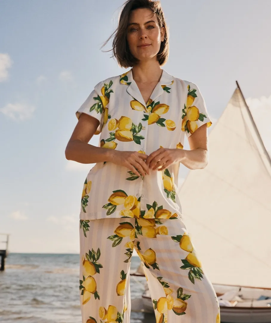 Sussan Pyjama Sets>Lemon Print Short Sleeve Novelty Pyjama Set