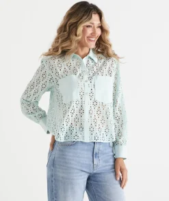 Sussan Tops|Shirts & Blouses>Long Sleeve Lace Shirt