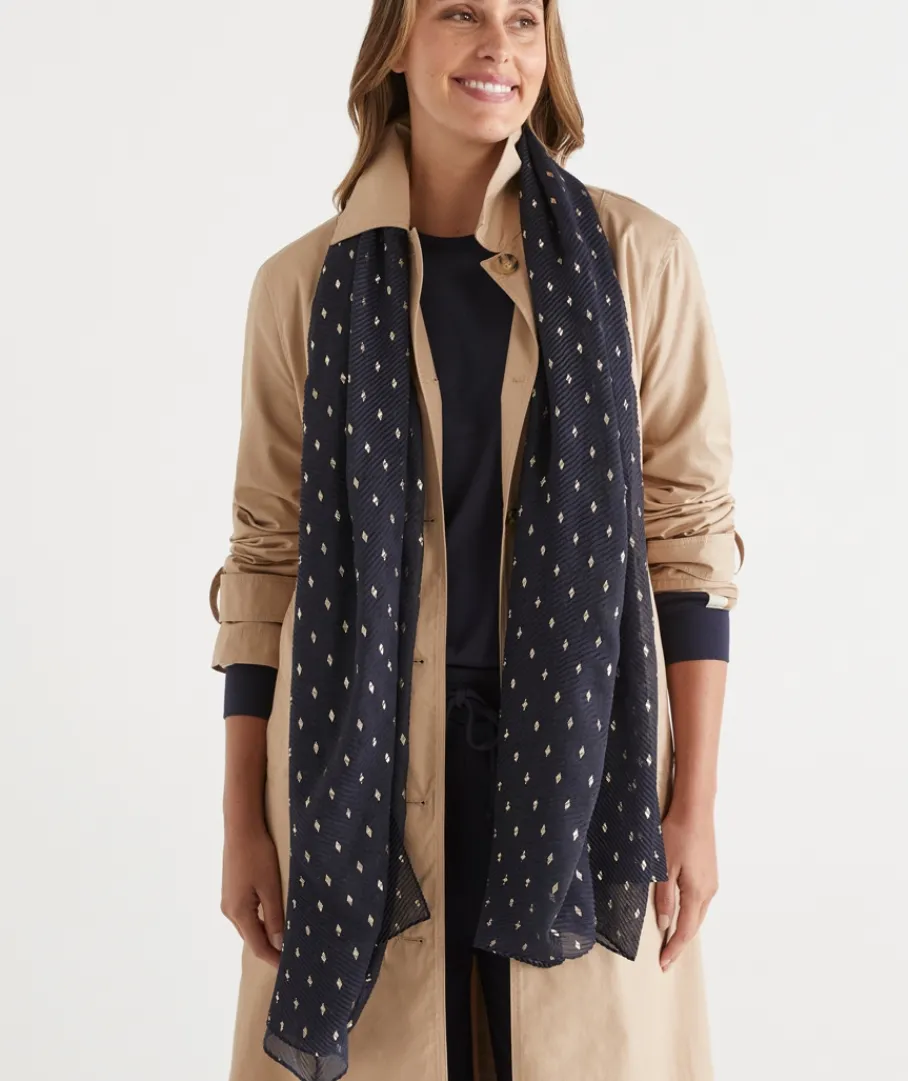 Sussan Knit Accessories|Scarves>Foil Spot Plisse Scarf