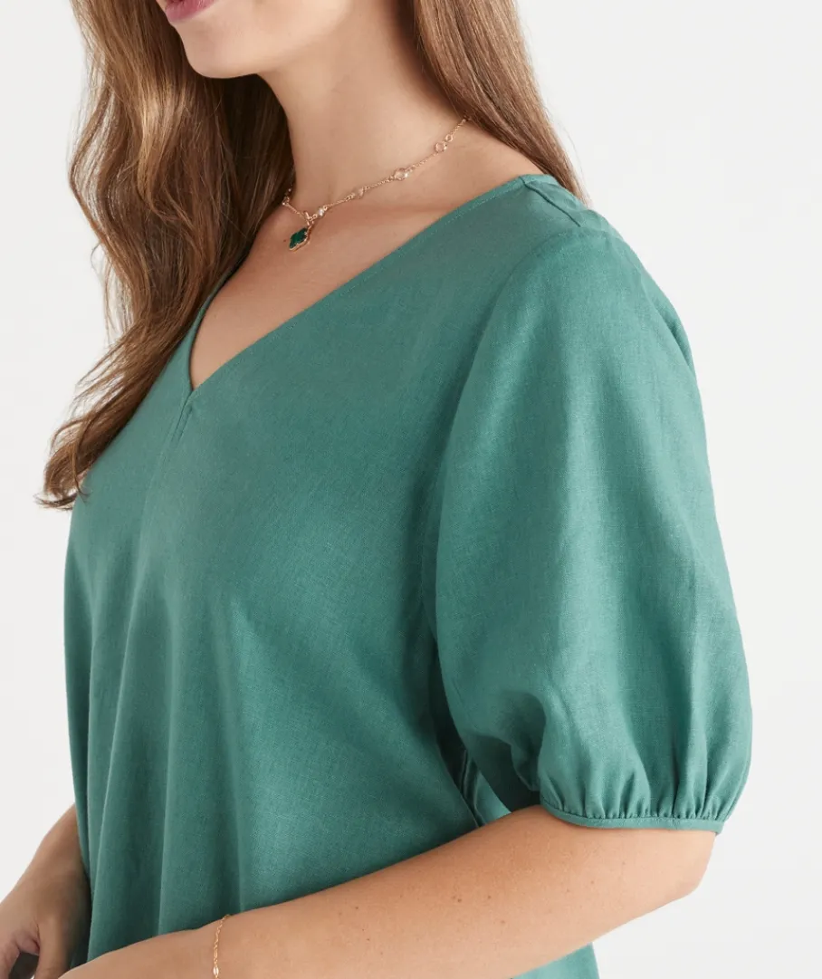 Sussan Dresses>Midsummer V Neck Short Sleeve Dress