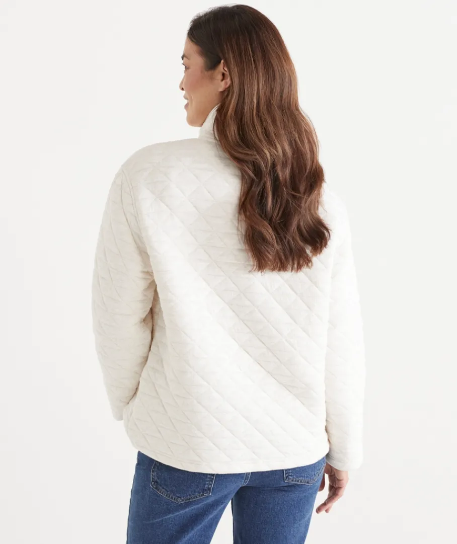 Sussan Tops|Loungewear>Padded Diamond Quarter-Zip Jumper - Cream