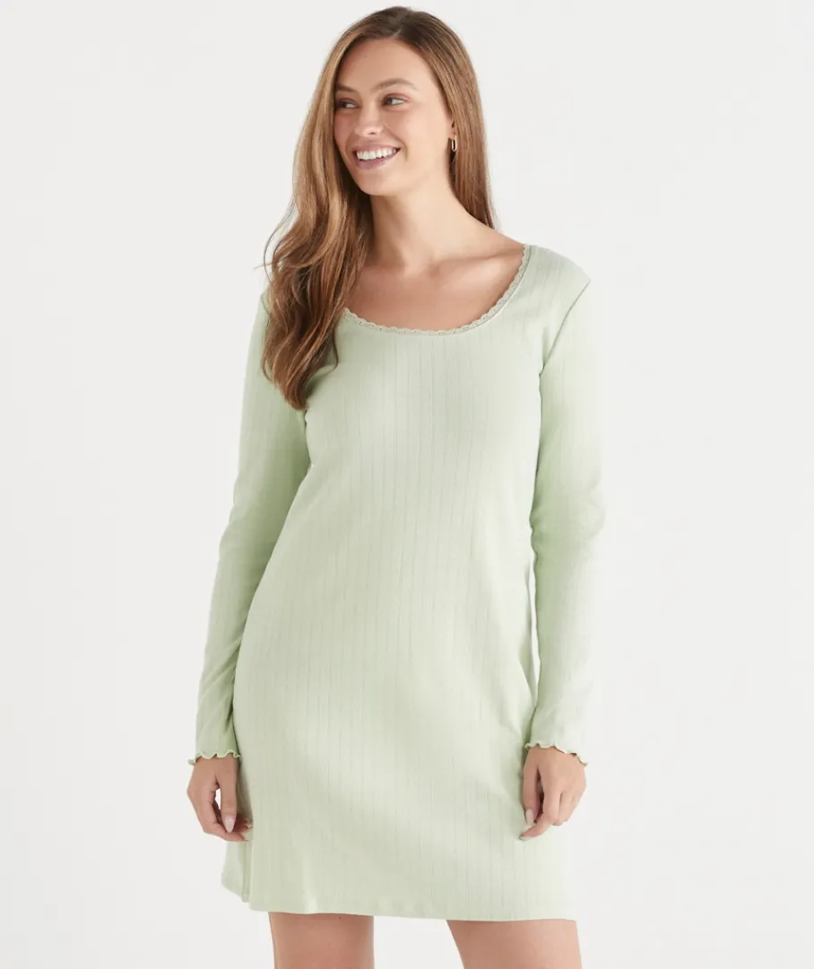 Sussan Denim|Nighties>Pointelle Long Sleeve Nightie