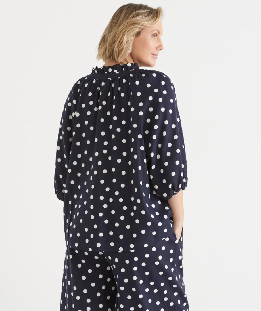 Sussan Tops|Shirts & Blouses>Polka Dot 3/4 Sleeve Blouse