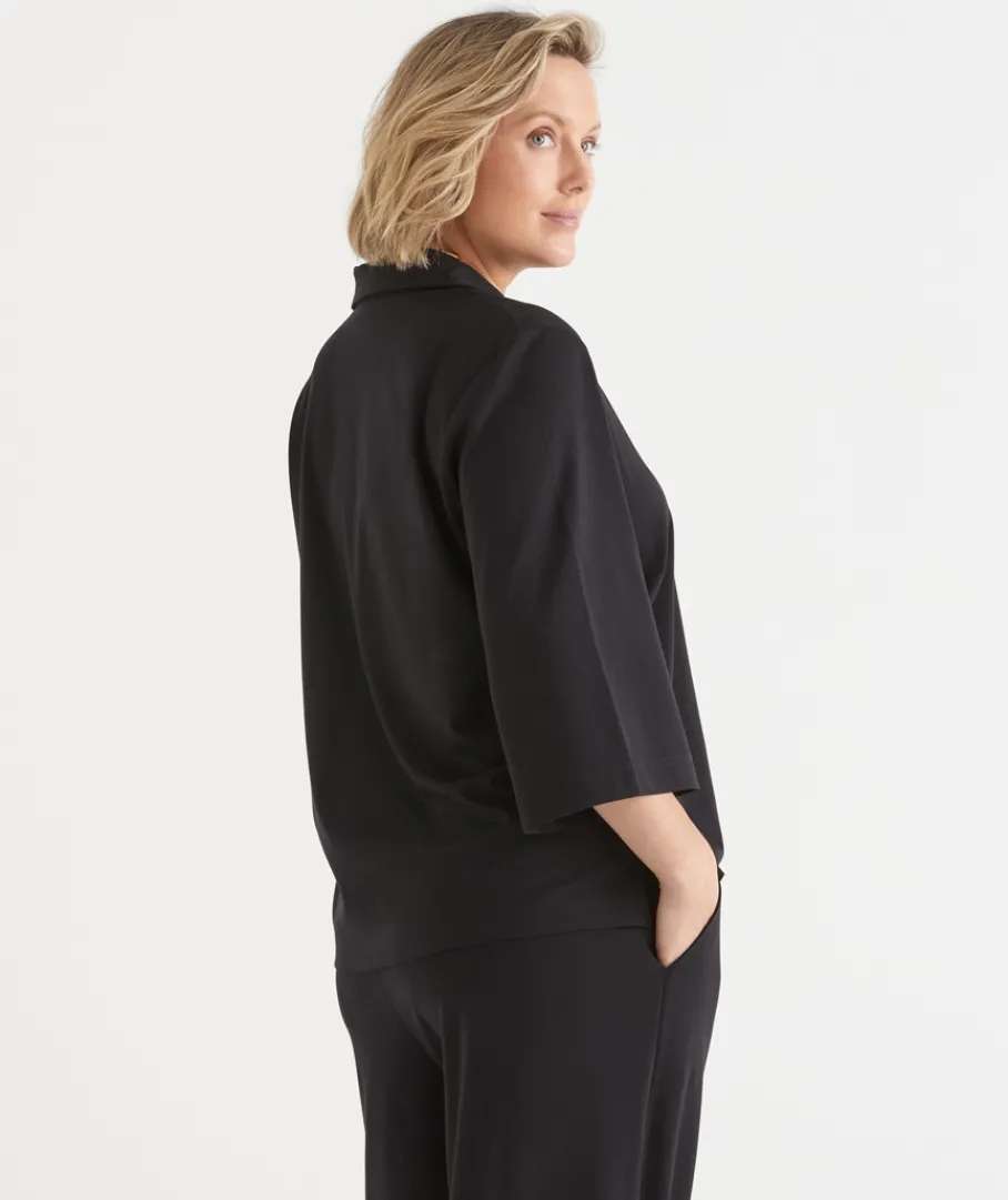 Sussan Tops|T-Shirts>Ponte 3/4 Sleeve Polo Top