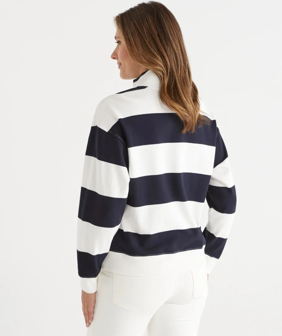 Sussan Tops|Loungewear>Quarter-Zip Stripe Jumper -
