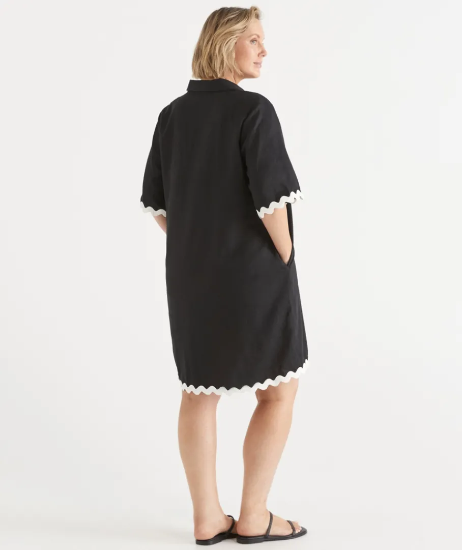 Sussan Dresses>Ric Rac Short Sleeve Shirt Dress