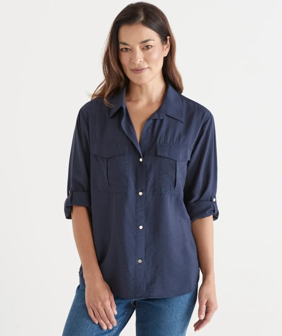 Sussan Tops|Shirts & Blouses>Roll Tab Sleeve Shirt