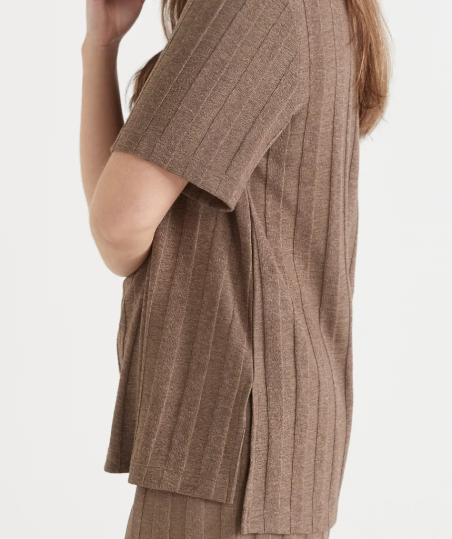 Sussan Tops|Loungewear>Self-Stripe Short Sleeve Top