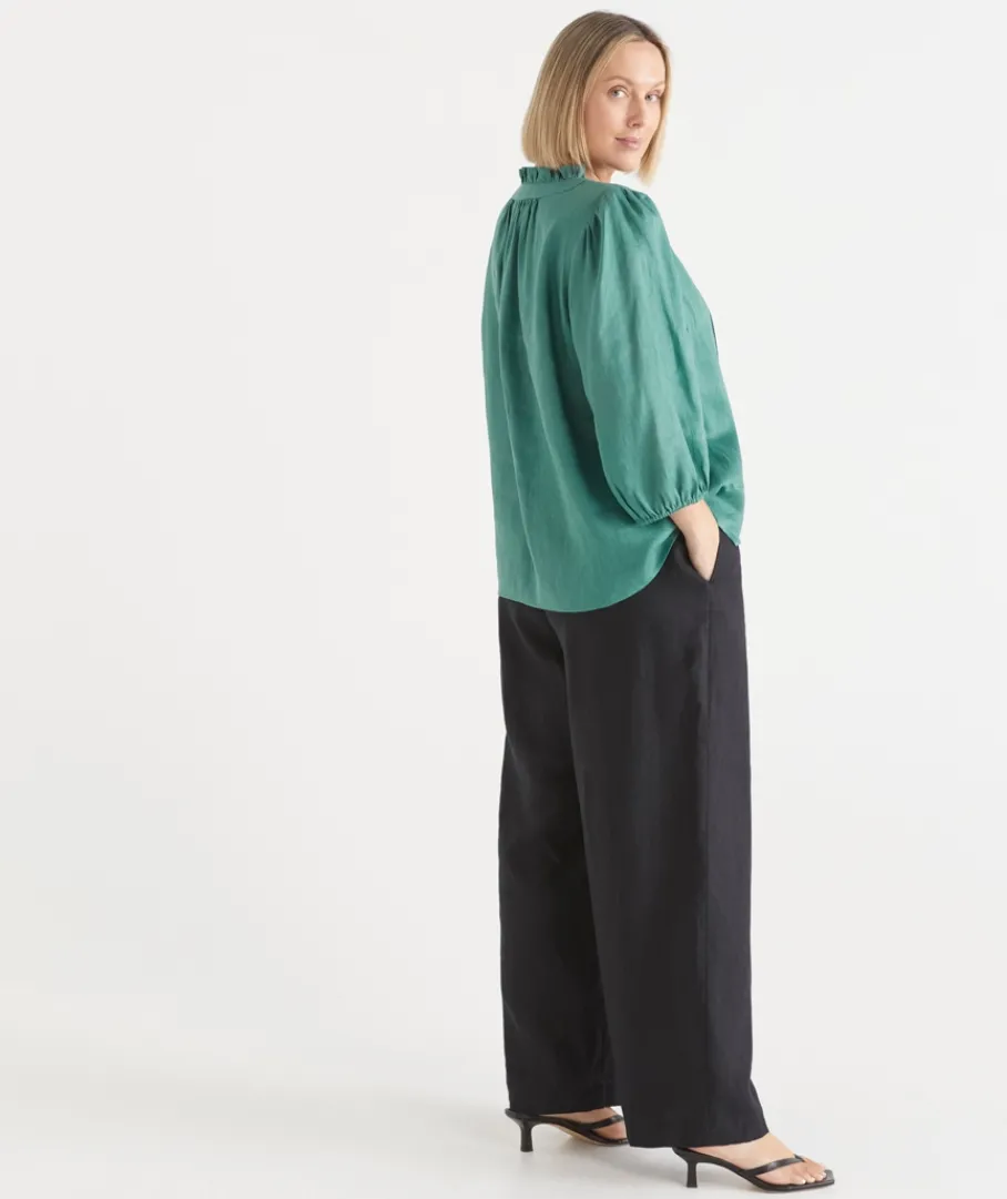 Sussan Tops|Shirts & Blouses>Shirred Shoulder 3/4 Sleeve Top