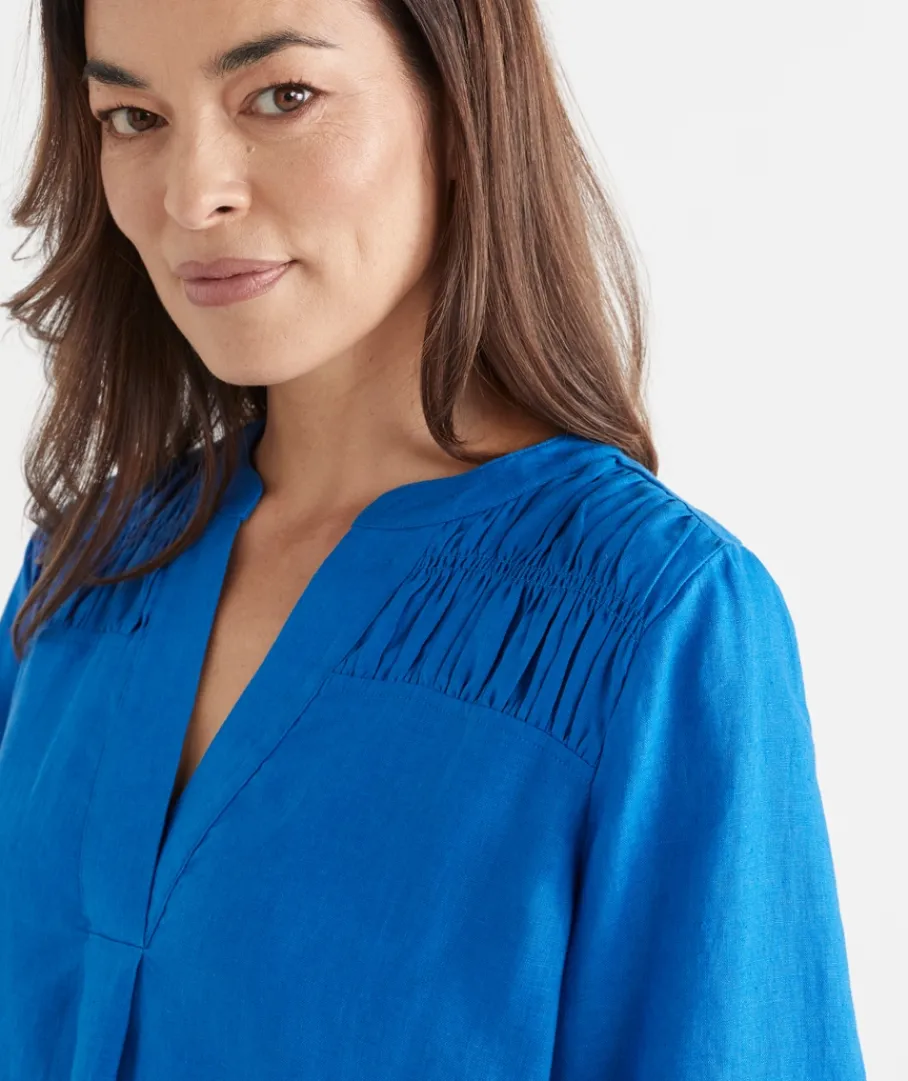 Sussan Dresses>Shirred Shoulder Long Sleeve Dress