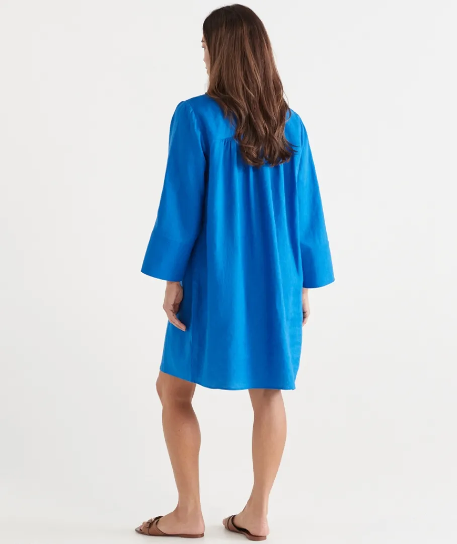 Sussan Dresses>Shirred Shoulder Long Sleeve Dress