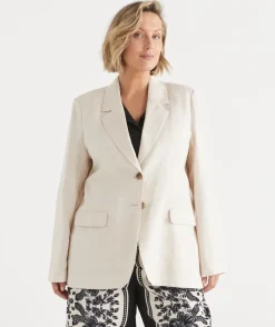 Sussan Jackets & Coats|Jackets>Single Breasted Linen Blazer -