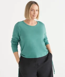 Sussan Tops|T-Shirts>Slub Long Sleeve Ruched Top