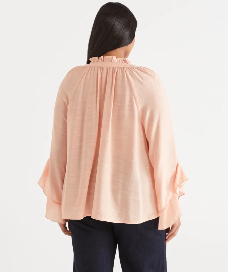 Sussan Tops|Shirts & Blouses>Soft Ruffle Long Sleeve Blouse