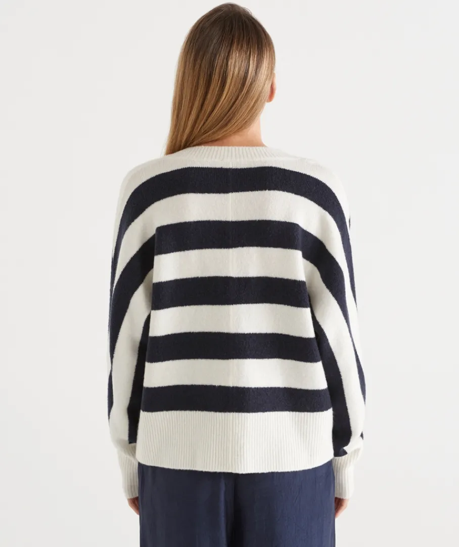 Sussan Tops|Knitwear>Stripe V Neck Jumper -