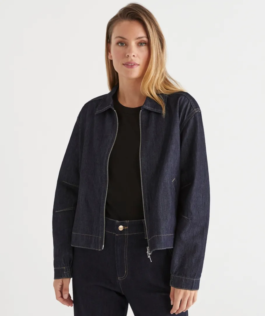Sussan Denim|Jackets & Coats>Zip Through Denim Jacket